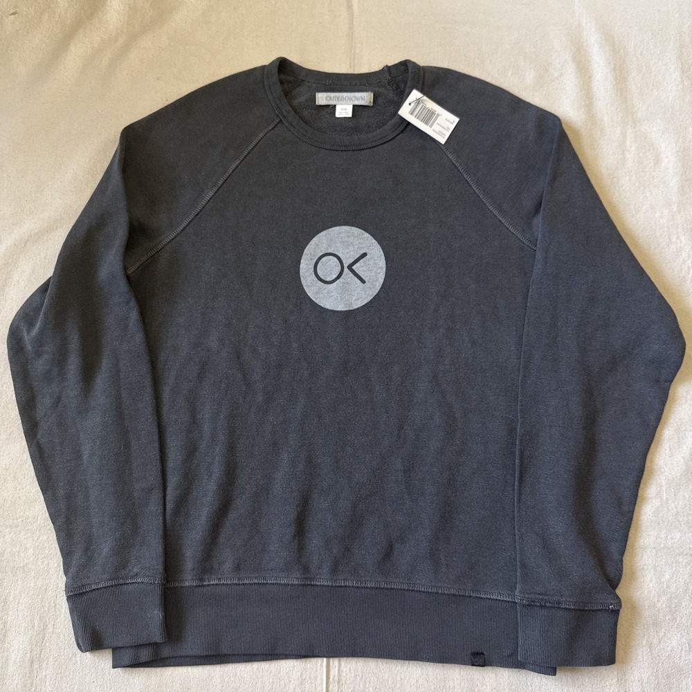 Outerknown Mens Hemp Organic Cotton Raglan Crewneck Sweatshirt Gray Sz M NWT